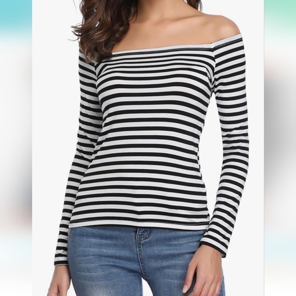 Fuinloth off the shoulders  size Small  black and white - Picture 3 of 5